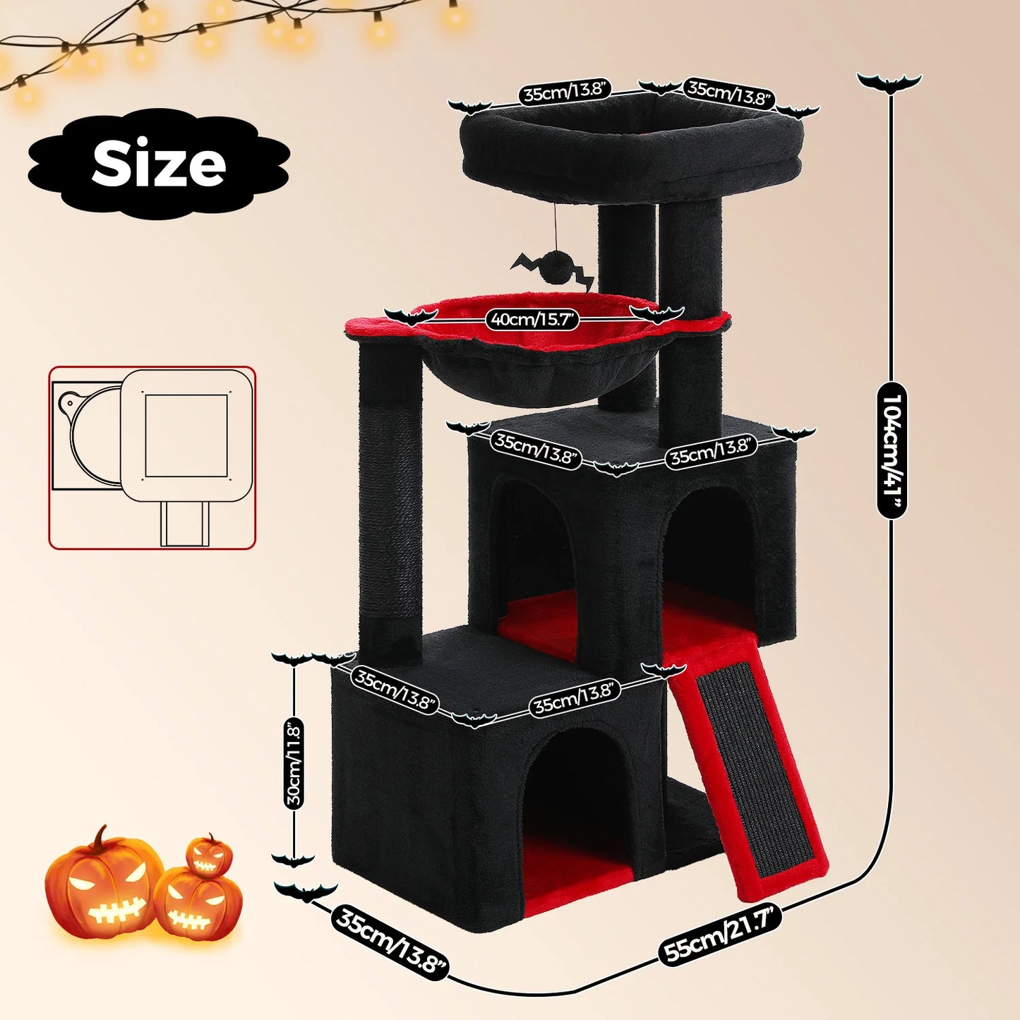Pawz Road Multi-Level Indoor Cat Tree With Spacious Condos And Scratching Pad