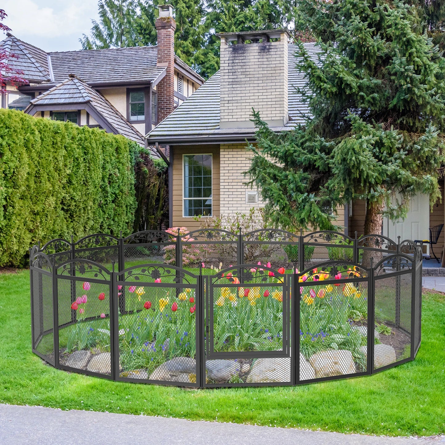 BINGOPAW 8 Panels Metal Dog Playpen Gate Foldable Heavy Duty