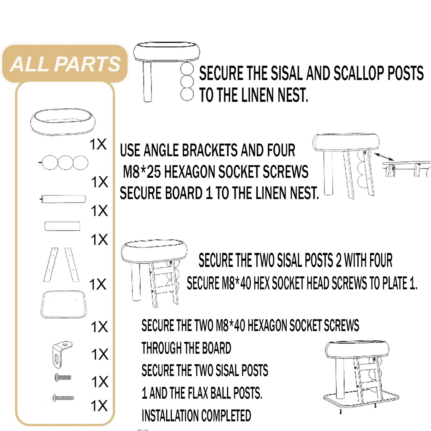 NONECN Indoor Cat Climbing Frame Tower Bed With Ice Mat