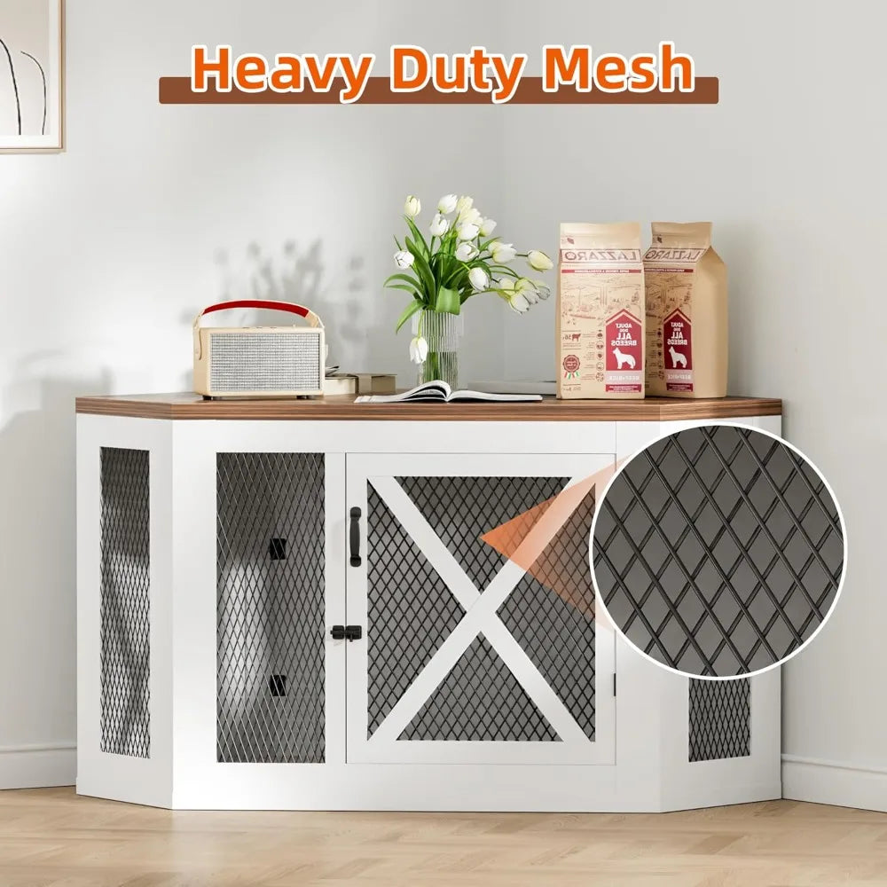 DAFIFY Xilingol Corner Dog Crate End Table With Mesh