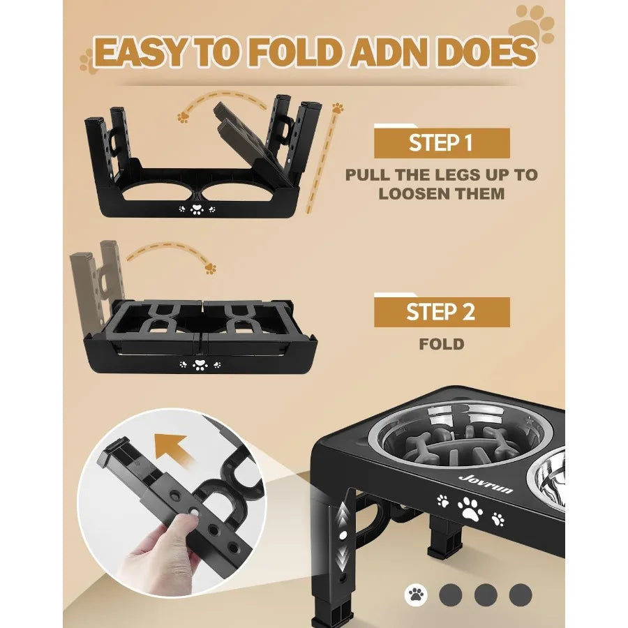 High Concerned Elevated Dog Feeder With Stainless Steel Bowls