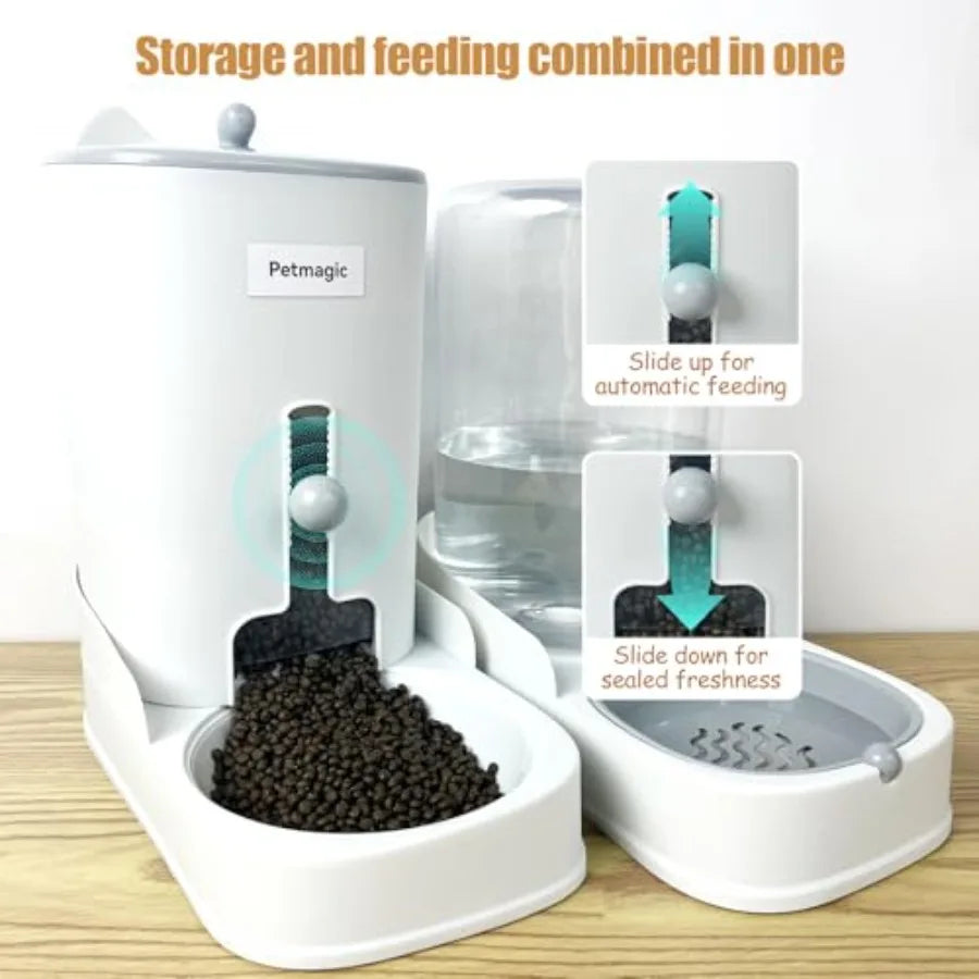 High-Concerned Stainless Steel Gravity Cat Feeder and Water Bowl Set for Pets