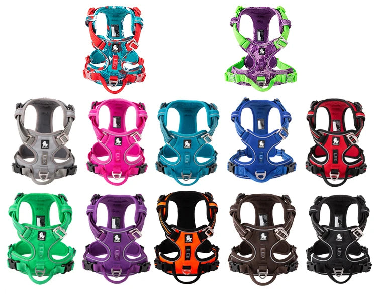 TRUELOVCN Reflective Nylon Dog Harness No Pull Adjustable