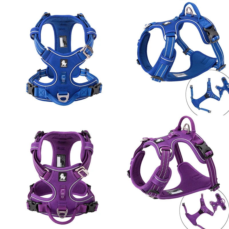 TRUELOVCN Reflective Nylon Dog Harness No Pull Adjustable