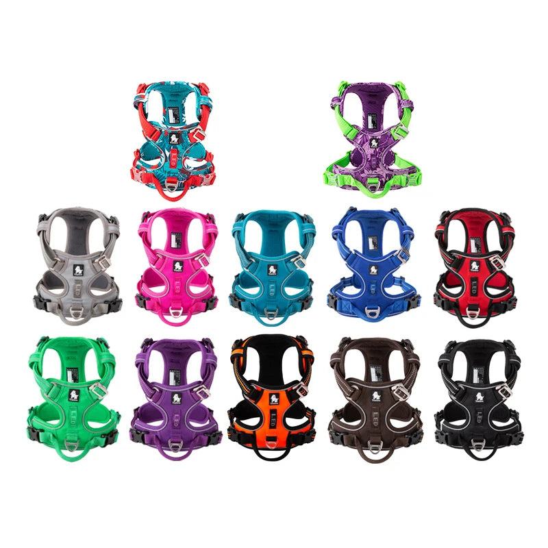 TRUELOVCN Reflective Nylon Dog Harness No Pull Adjustable