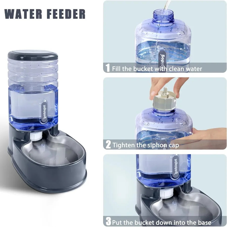 High Concerned Automatic Pet Feeder Water Dispenser Stainless Steel Bowls