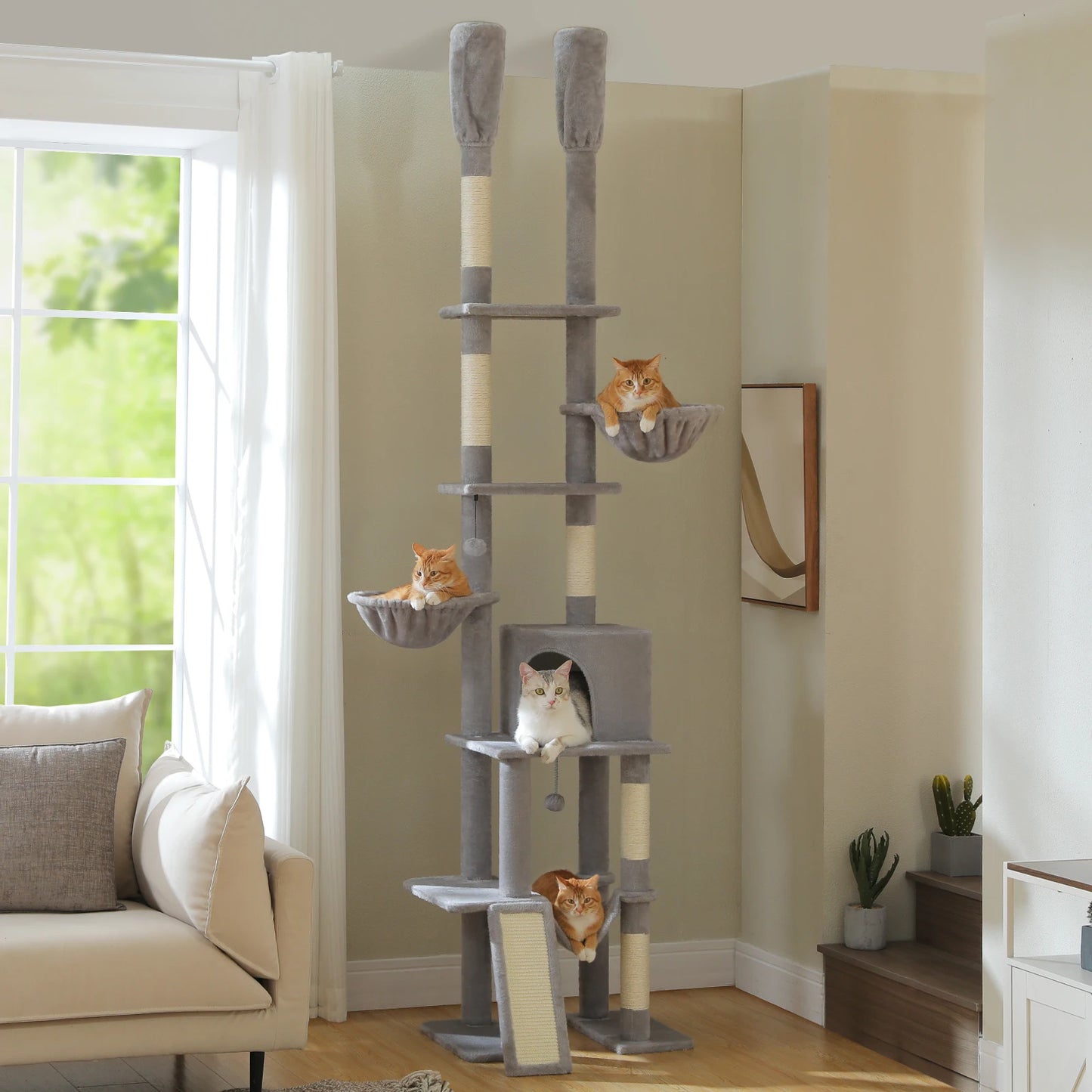 PAWZ Road Floor To Ceiling Cat Tree With Sisal Posts