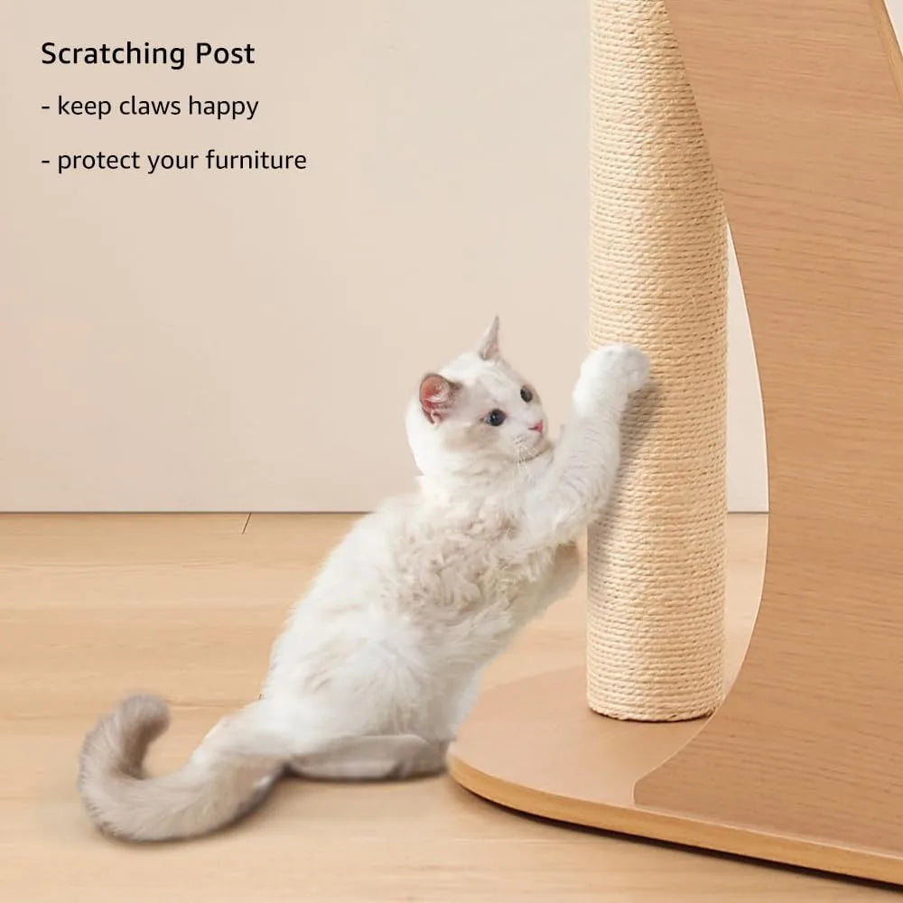 Indoor Wooden Cat Tower for Large Cats with Scratching Post