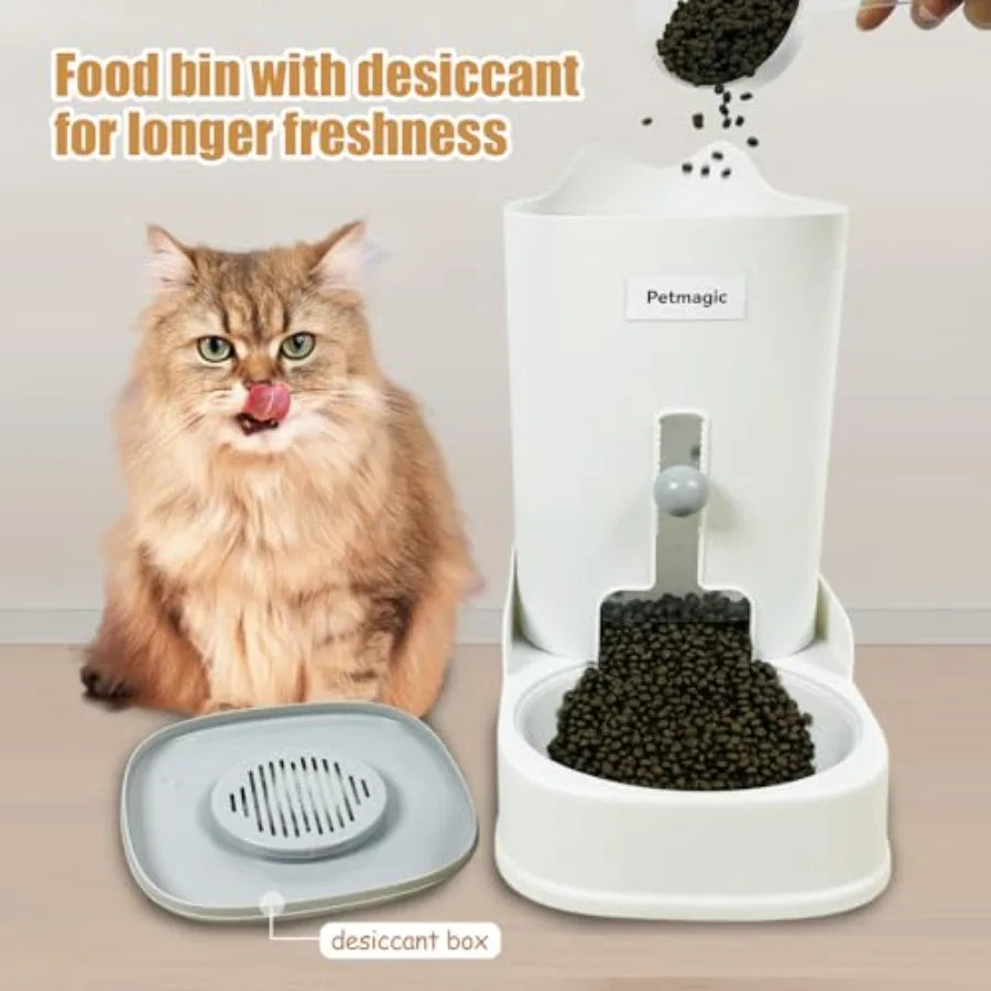 High-Concerned Stainless Steel Gravity Cat Feeder and Water Bowl Set for Pets