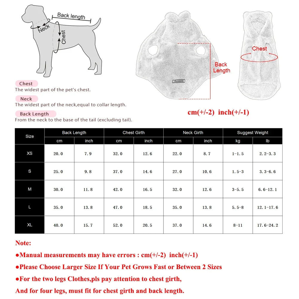Holapet Winter Fleece Hooded Pet Coat for Small Dogs and Cats