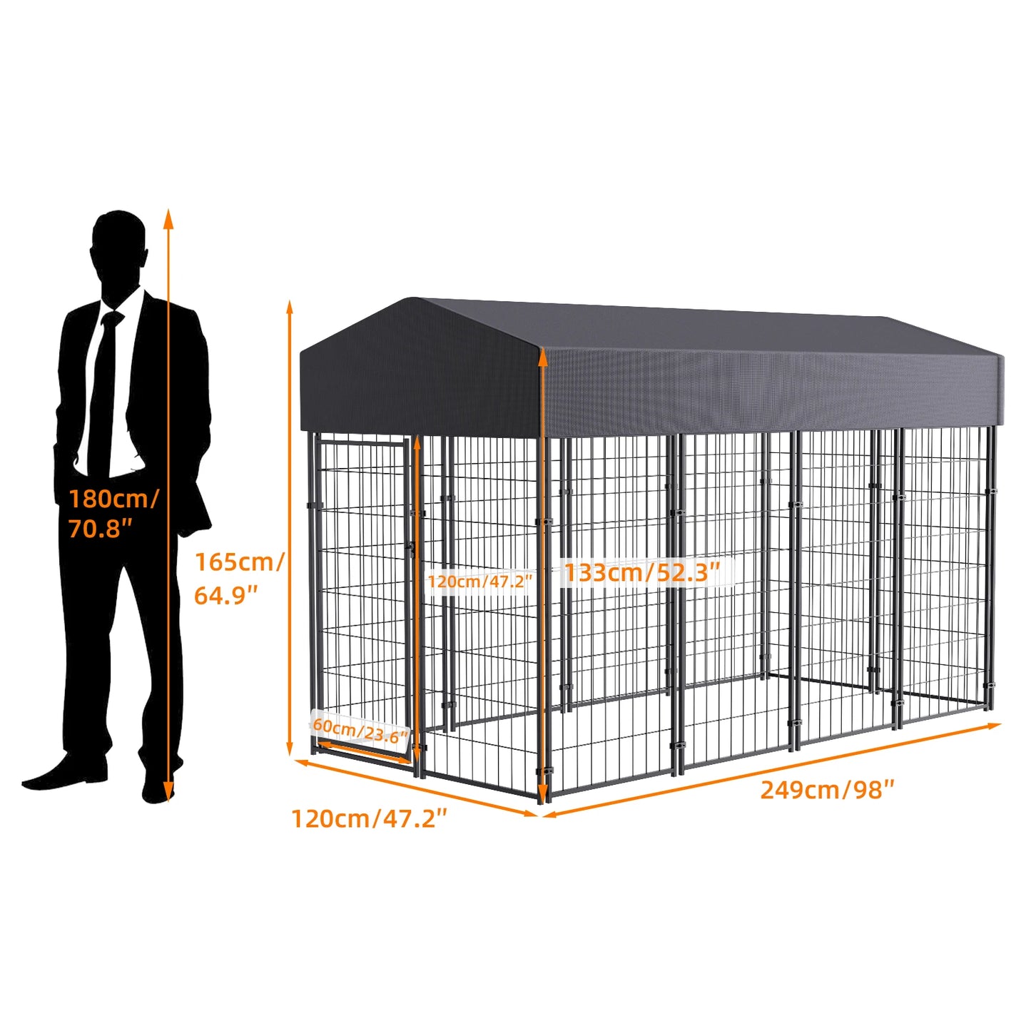 Outdoor Welded Wire Dog Kennel With Anti UV Waterproof Cover
