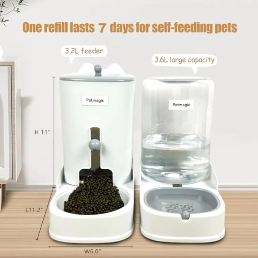 High-Concerned Stainless Steel Gravity Cat Feeder and Water Bowl Set for Pets