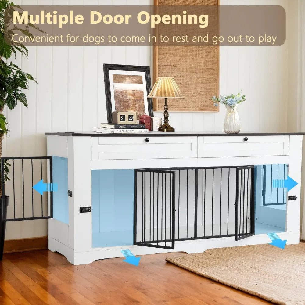 High-Concerning Dog Crate Furniture End Table Chewproof Charging Station