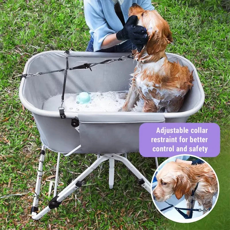 Dog Litter Elevated Dog Bath Tubs Foldable Adjustable Bathing Station