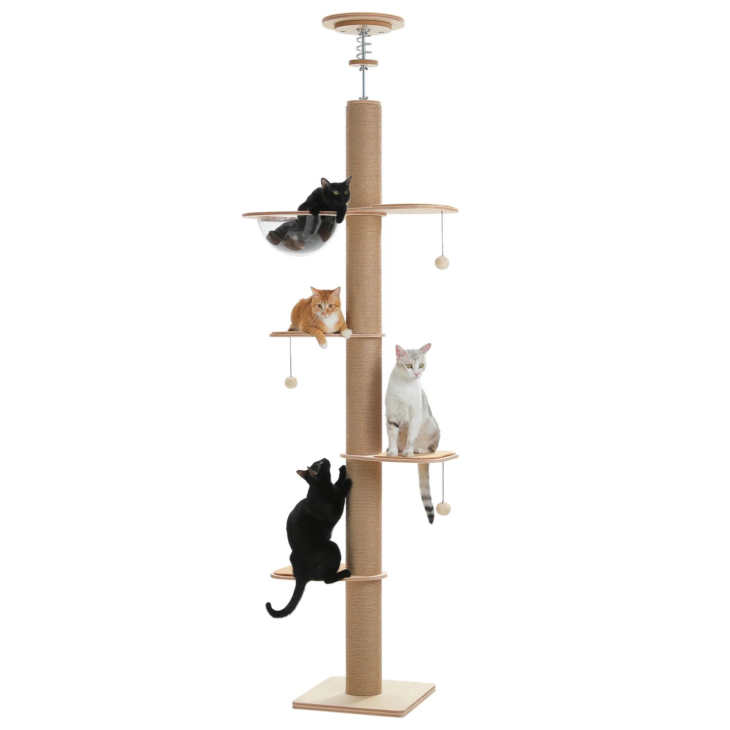PAWZ Road Floor to Ceiling Adjustable Cat Tree with Scratching Posts and Toys