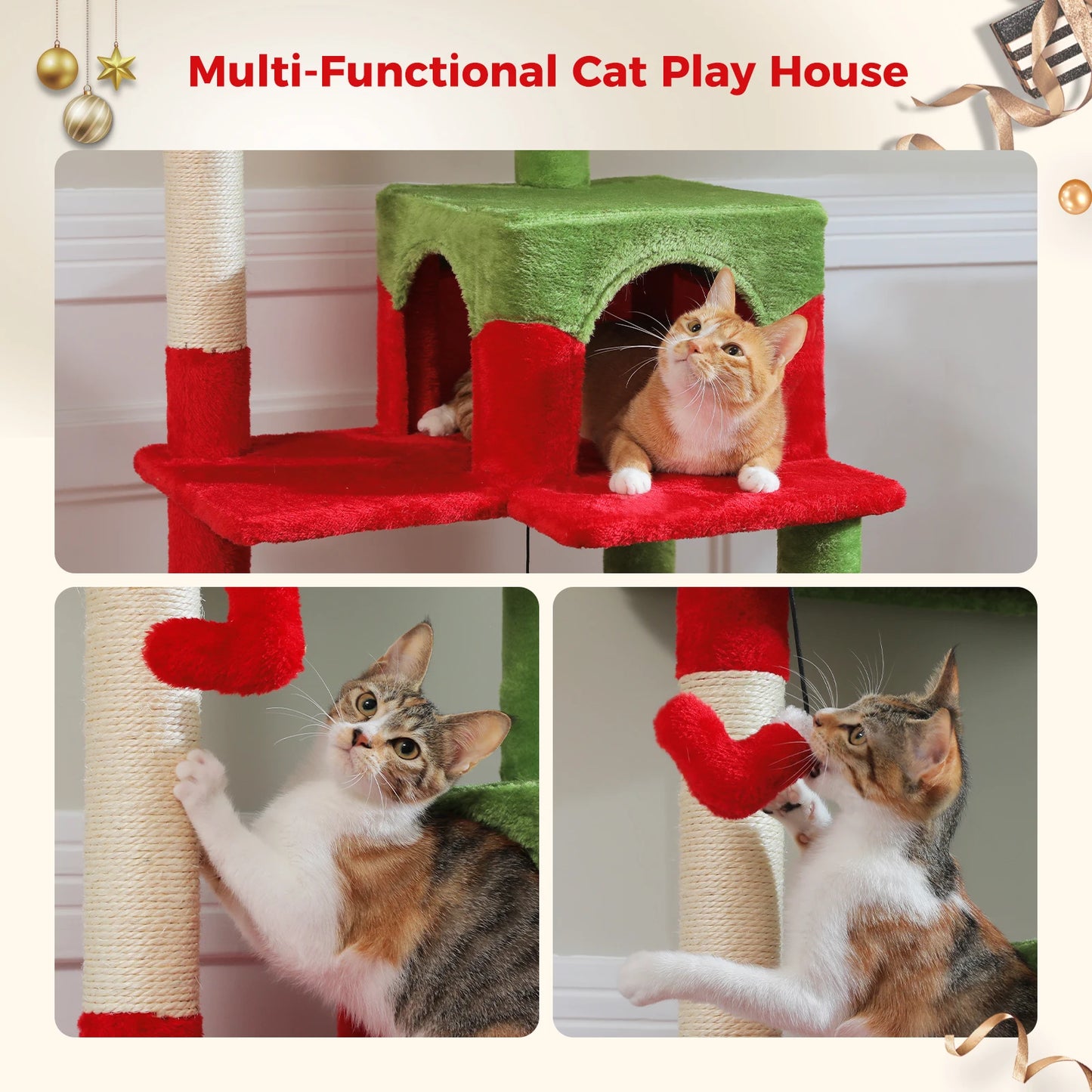 PAWZ Road Christmas Cat Tree With Sisal Scratching Posts