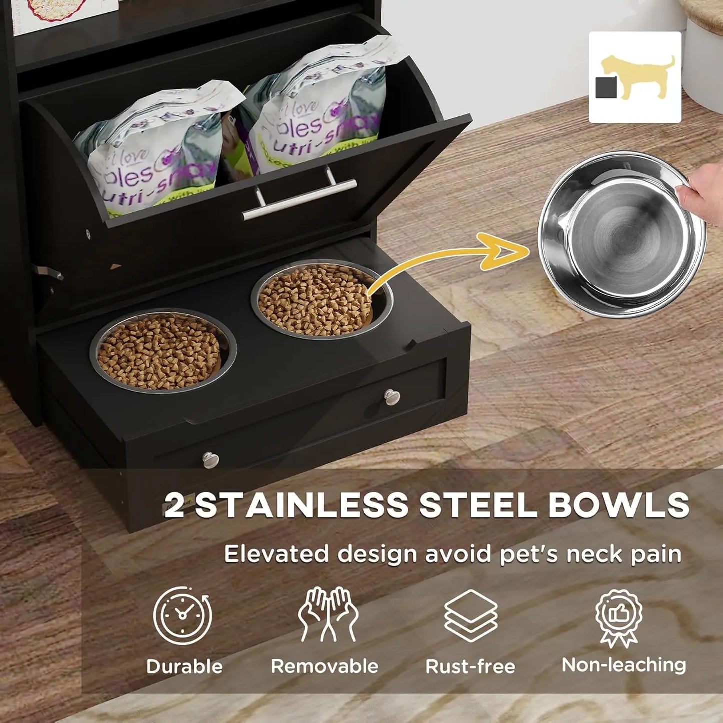 XMSJ Dog Feeding Station With Raised Bowls And Hanger