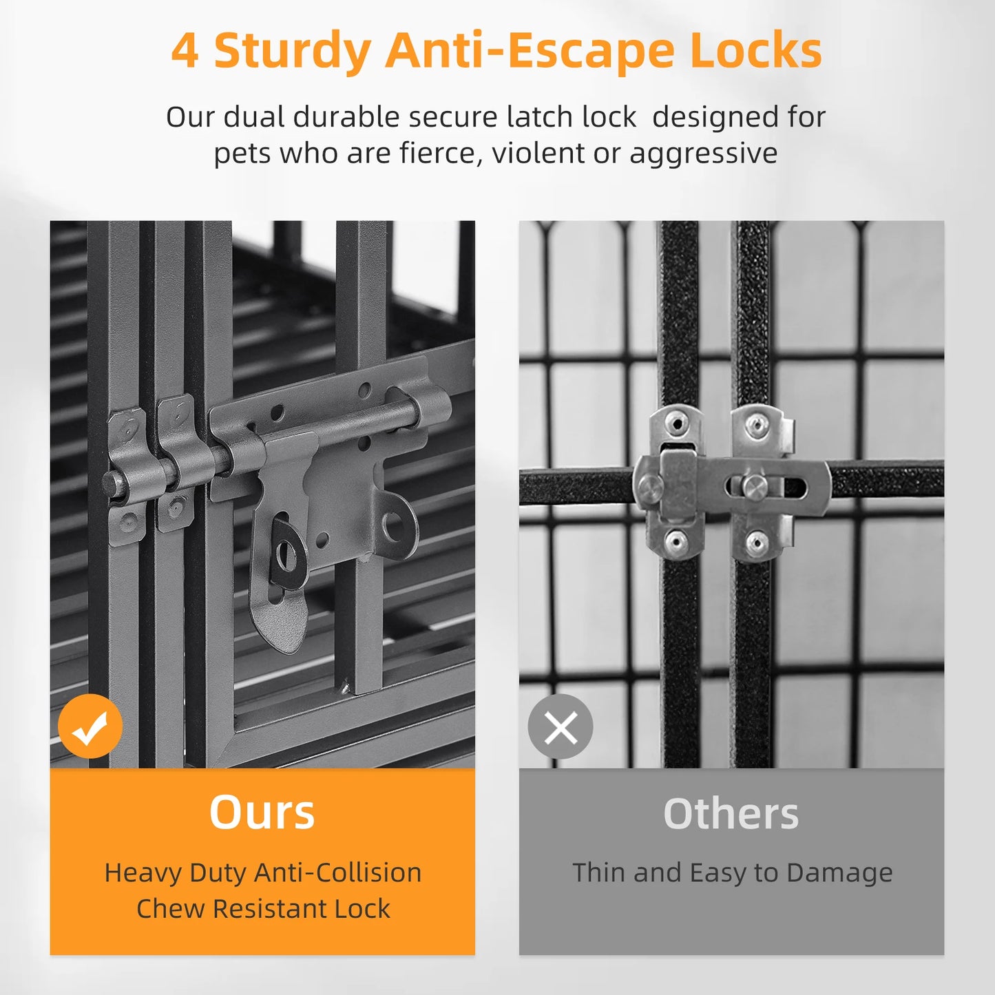 BORWAR Heavy Duty Stackable Dog Crate Removable Tray and Wheels