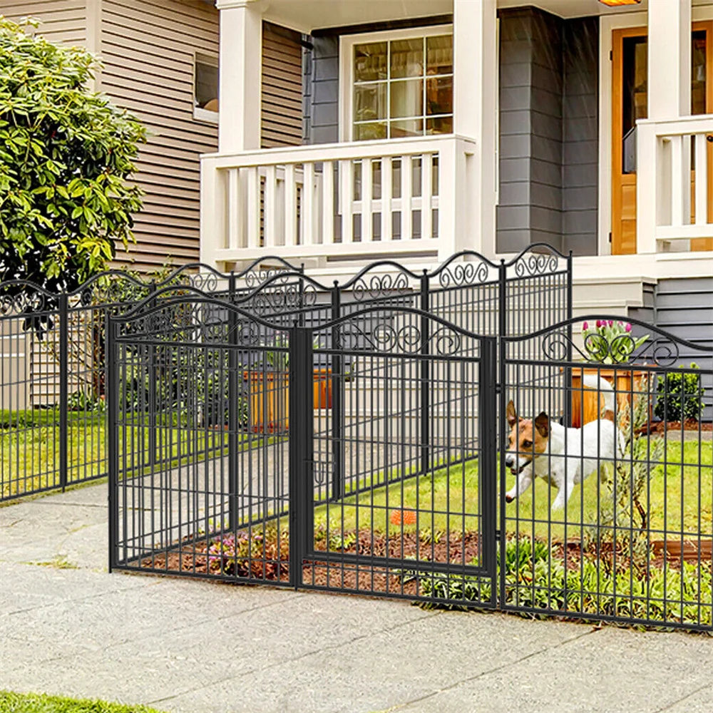 BORWARTH Heavy Duty Dog Playpen 8-Panel Metal Fence With Door