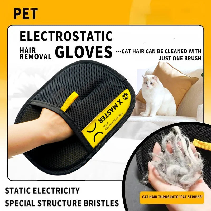 High-concerned Pet Hair Remover Gloves With 2-In-1 Lint Roller