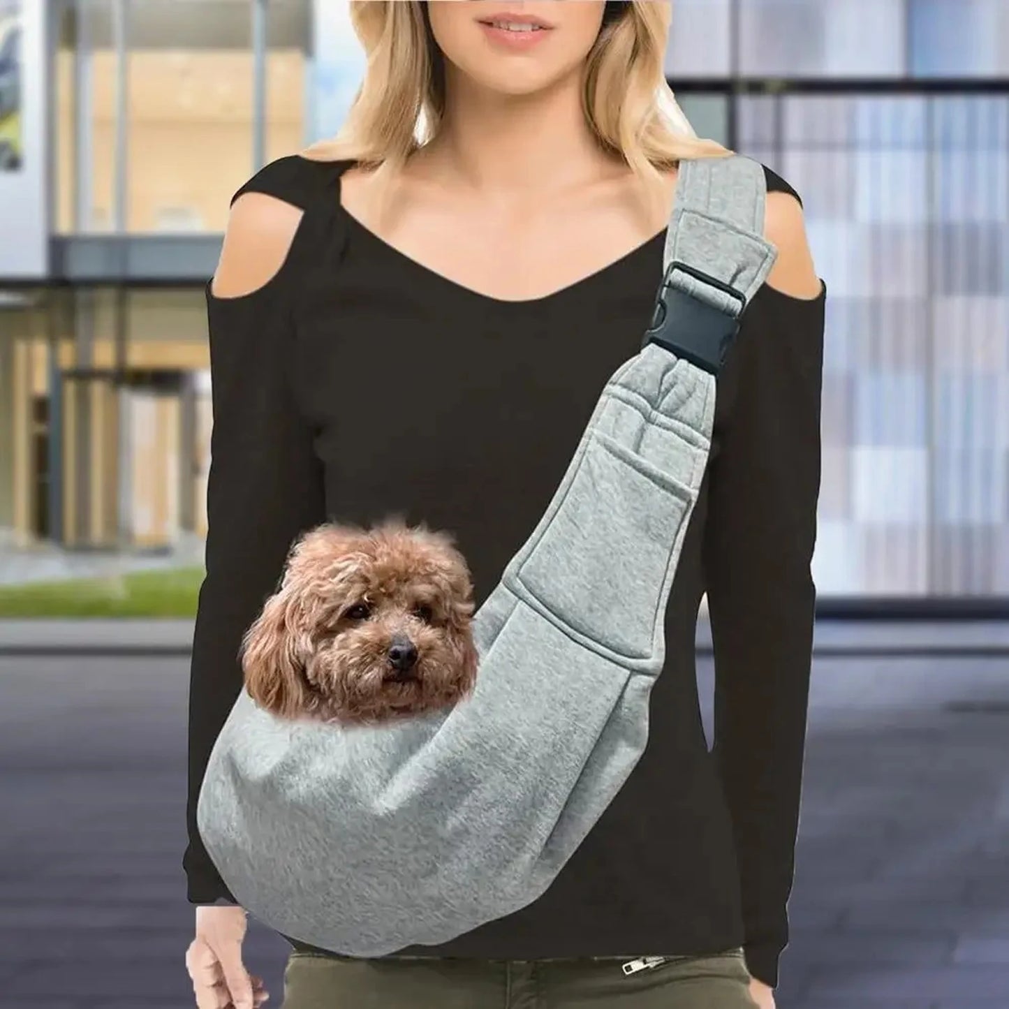 Pet Sling Carrier Hands Free Reversible For Dogs And Cats