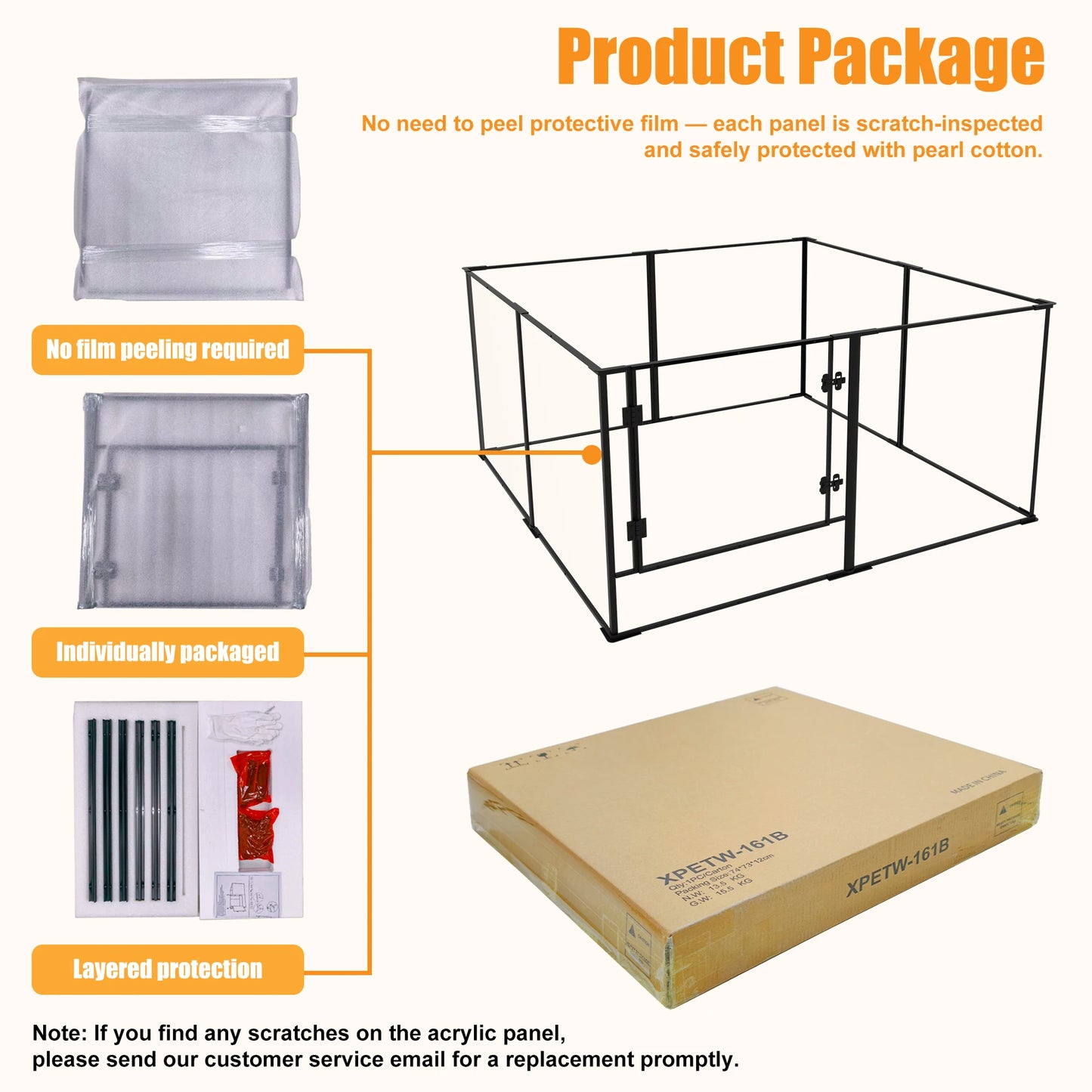 BORWAR Premium Acrylic Aluminum Pet Playpen Enclosure With Full Visibility