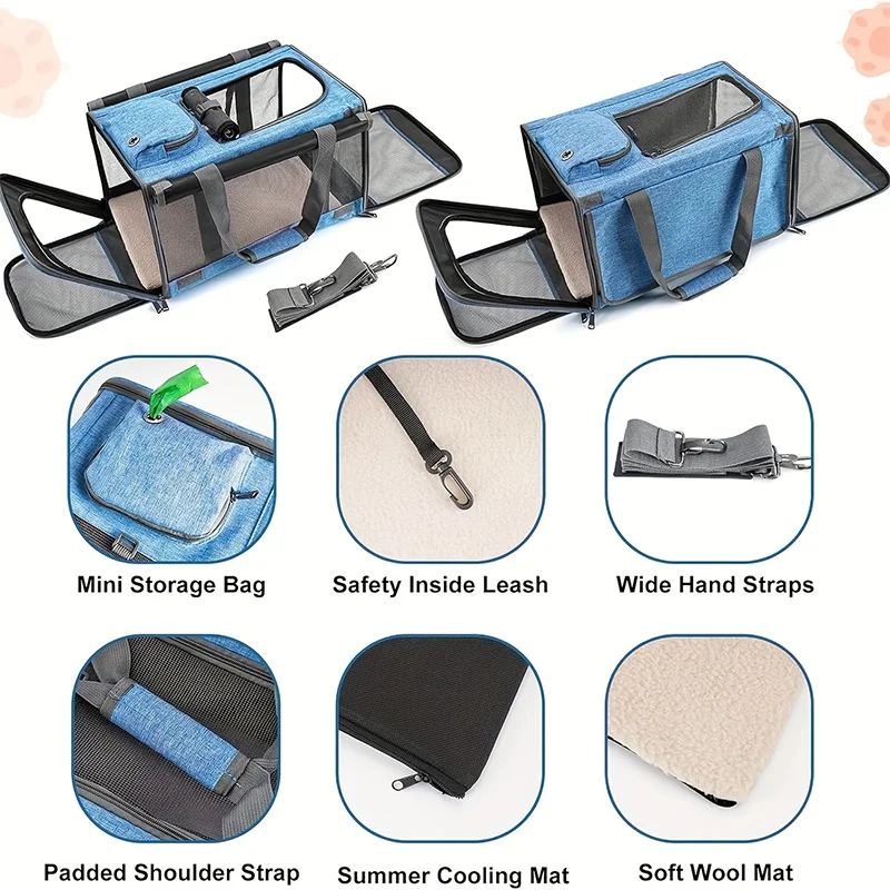 Breathable Portable Pet Carrier Bag Mesh Airline Approved Travel