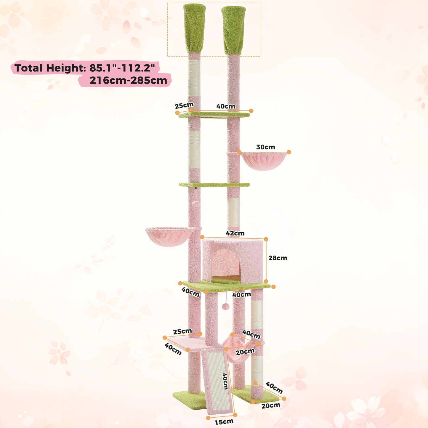 PAWZ Road Floor To Ceiling Cat Tree With Sisal Posts