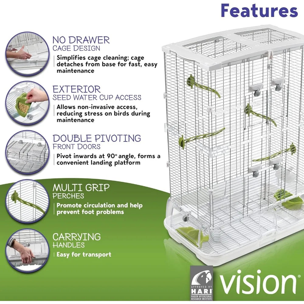 Vertical Aviary for Small Birds Indoor Iron Cage Habitat