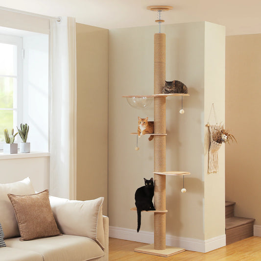 PAWZ Road Floor to Ceiling Adjustable Cat Tree with Scratching Posts and Toys