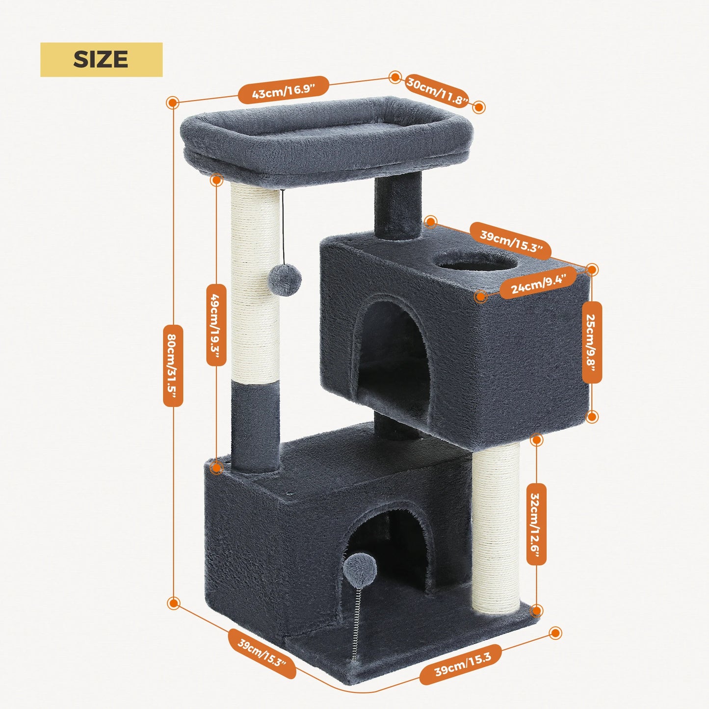 Pawz Road Multi-Level Indoor Cat Tree With Spacious Condos And Scratching Pad