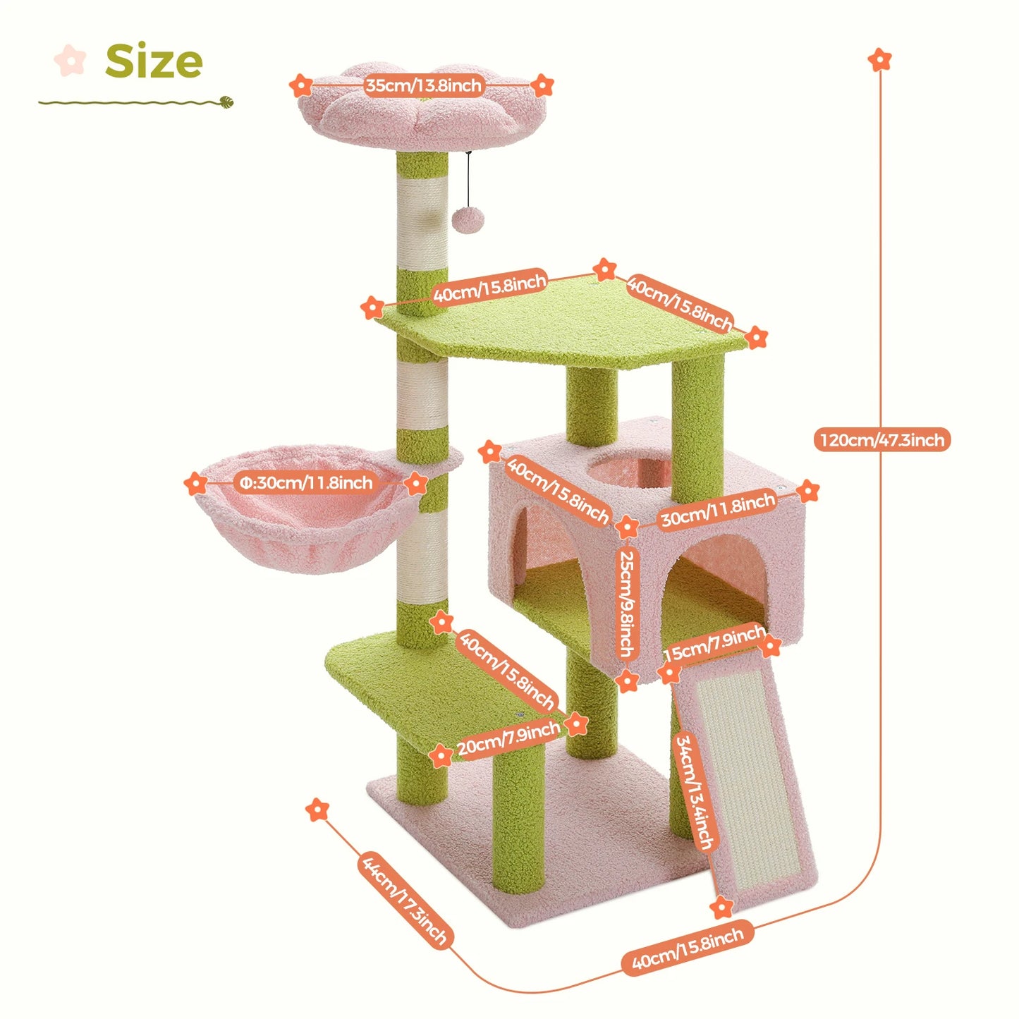 PAWZ Road Flower Cat Tree Multi Level Scratching Posts