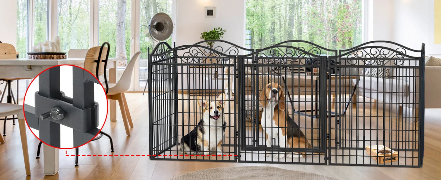 BORWARTH Heavy Duty Dog Playpen 8-Panel Metal Fence With Door