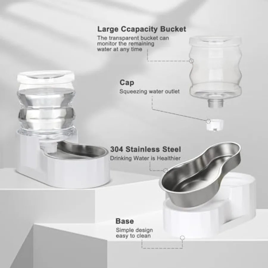 High Concerned Gravity Water Bowl Dispenser For Cats And Dogs Stainless Steel