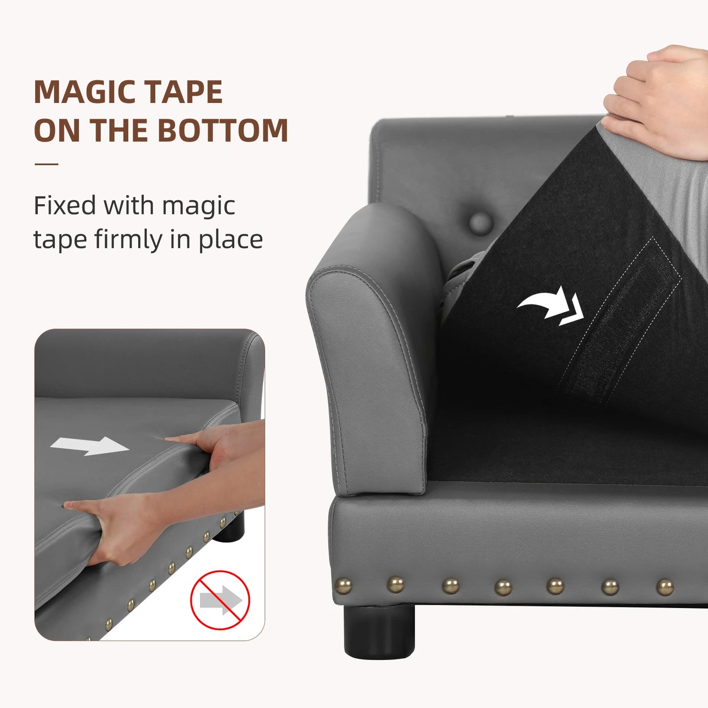 BINGOPAW Elevated Dog Bed Sofa Microfiber Leather Lounge Removable Cushion