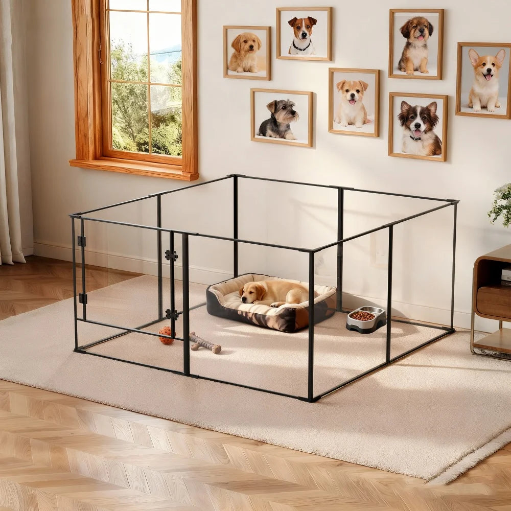BORWAR Premium Acrylic Aluminum Pet Playpen Enclosure With Full Visibility