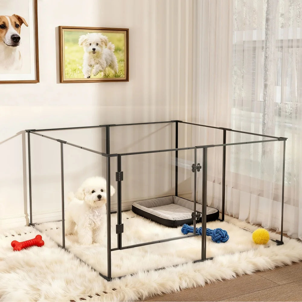BORWAR Premium Acrylic Aluminum Pet Playpen Enclosure With Full Visibility