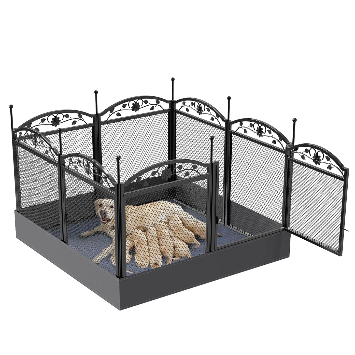 BINGOPAW 8 Panels Metal Dog Playpen Gate Foldable Heavy Duty