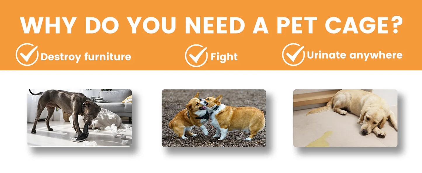 BORWAR Heavy Duty Stackable Dog Crate Removable Tray and Wheels