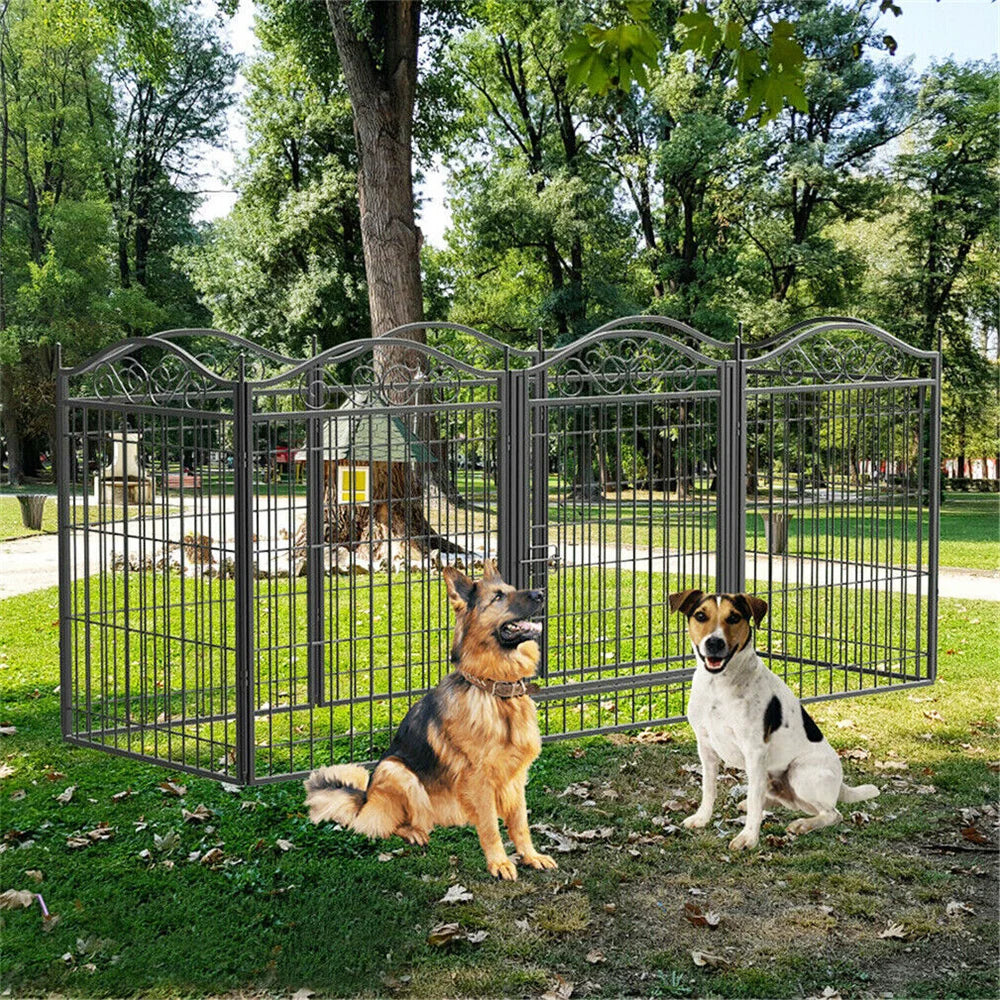 BORWARTH Heavy Duty Dog Playpen 8-Panel Metal Fence With Door