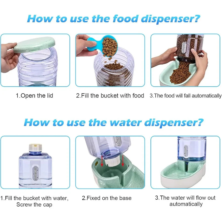 Stainless Steel Automatic Pet Feeder and Water Dispenser Set