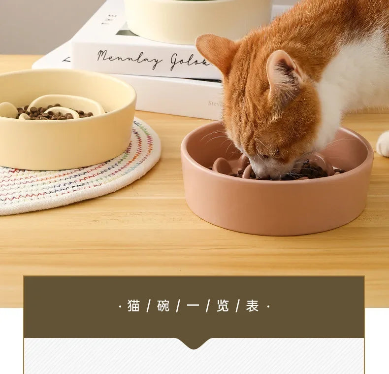 Ceramic Slow Feeder Pet Bowl for Dogs and Cats Universal