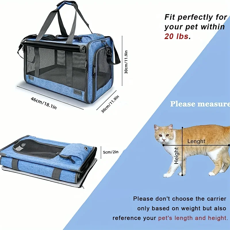 Breathable Portable Pet Carrier Bag Mesh Airline Approved Travel