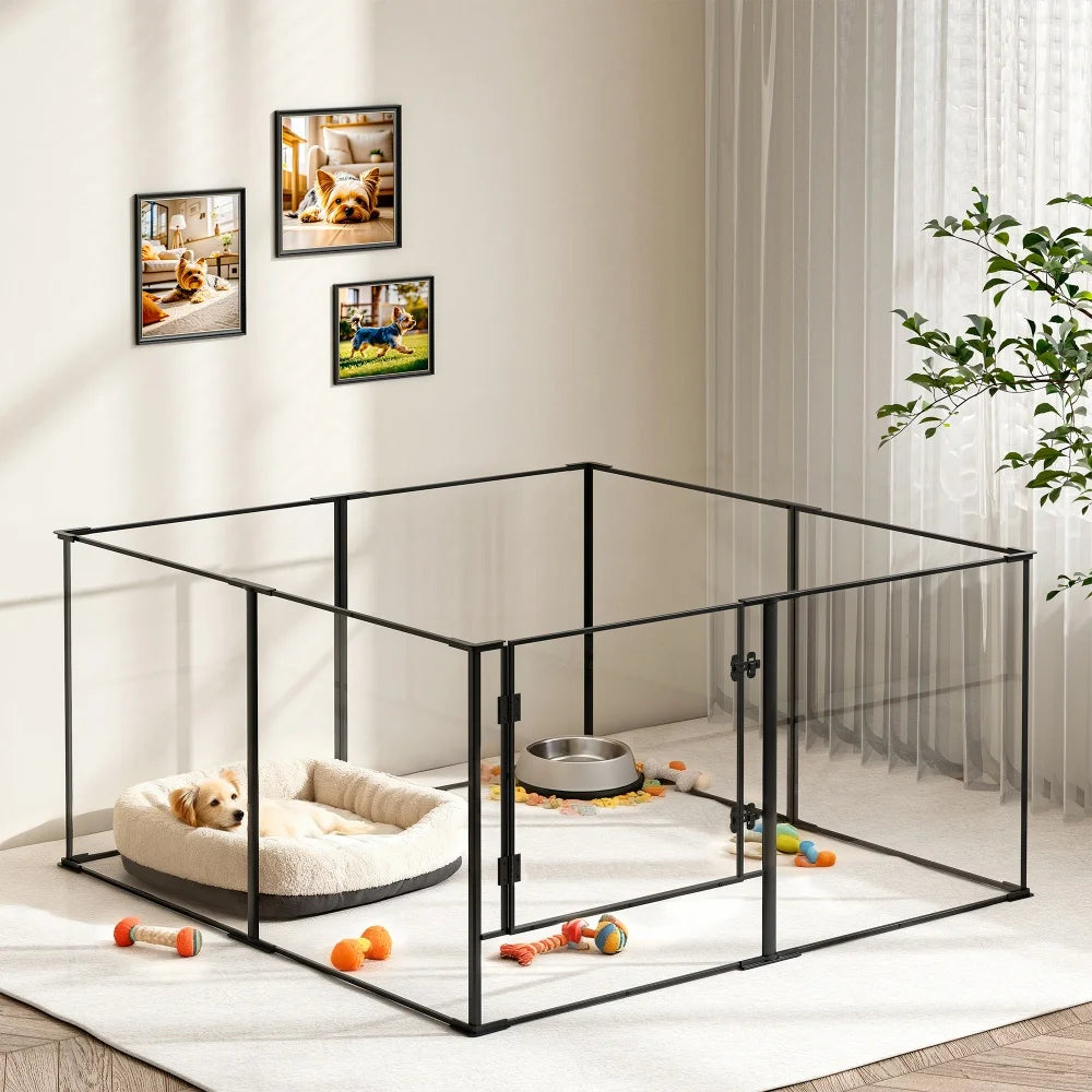 BORWAR Premium Acrylic Aluminum Pet Playpen Enclosure With Full Visibility