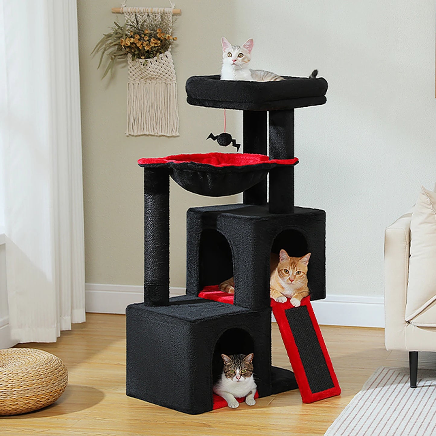 Pawz Road Multi-Level Indoor Cat Tree With Spacious Condos And Scratching Pad
