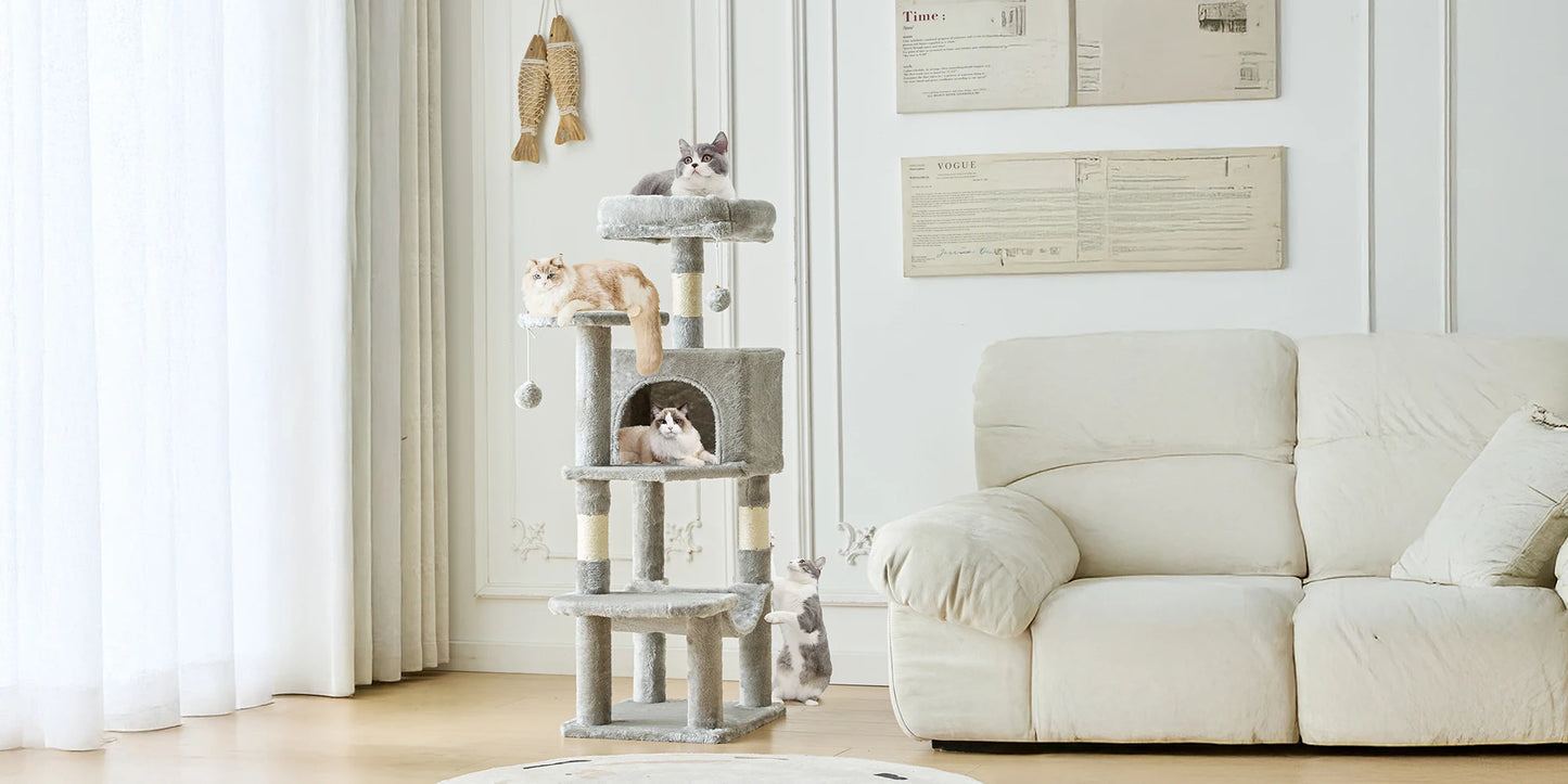 JHK MultiCat Climbing Cat Tree Tower With Sisal Scratching Posts