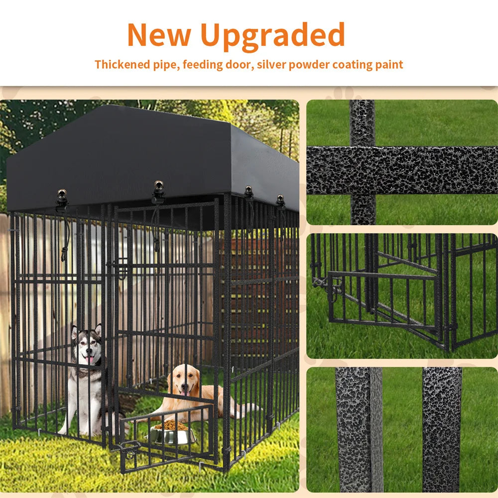 BORWARTH Heavy Duty Large Dog Kennel Welded Roofed Run Enclosure
