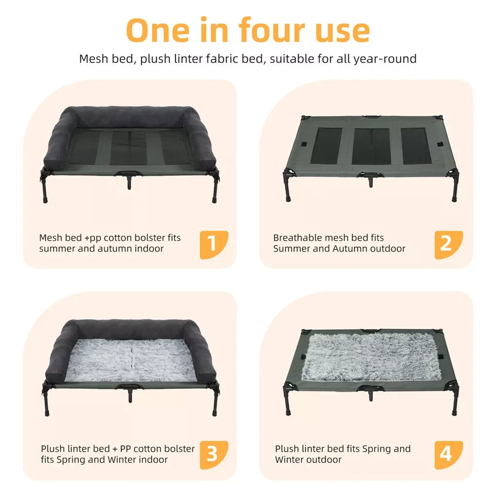 BINGOPAW Outdoor Elevated Dog Bed With Cooling Mesh Lounger