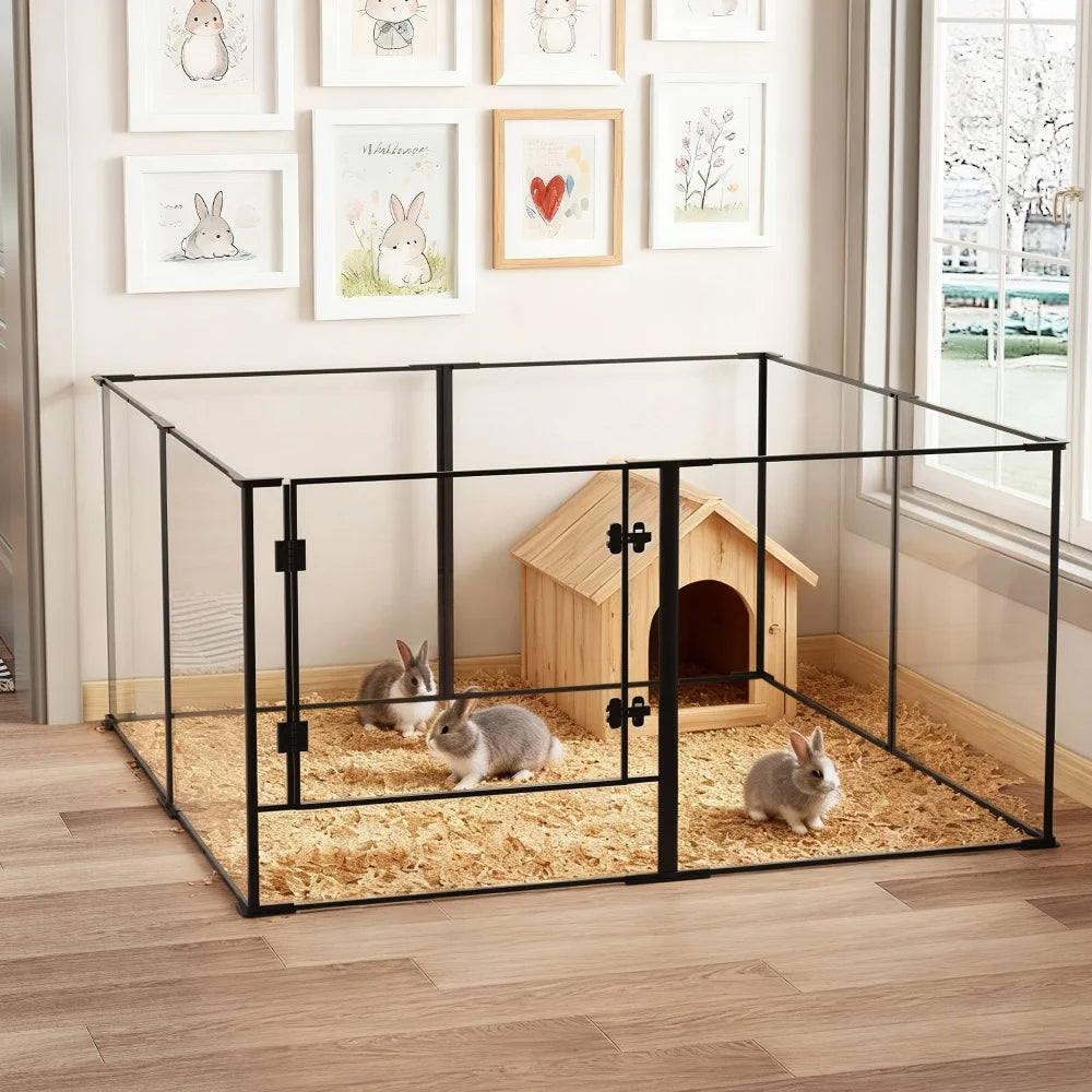 BORWAR Premium Acrylic Aluminum Pet Playpen Enclosure With Full Visibility