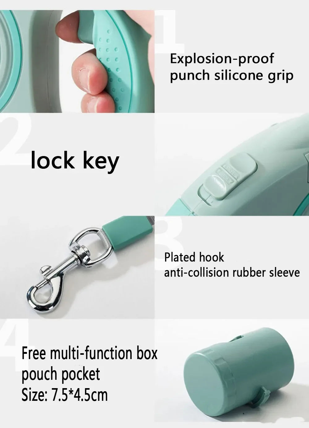 Retractable Dog Leash With LED Lights And Garbage Bag